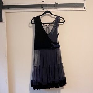 Free People Navy Blue Lace & Velvet Boho Dress